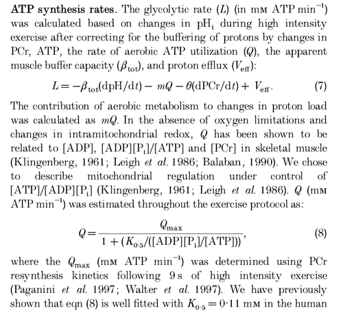 Calculation of glycolytic ATP synthesis