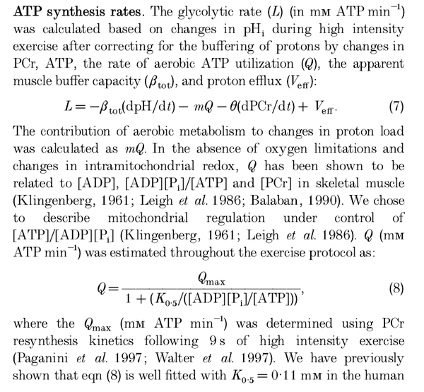 Calculation of glycolytic ATP synthesis